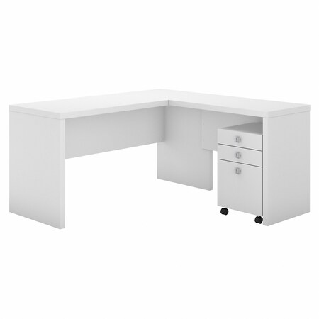 Kathy Ireland Office kathy ireland® Echo L Shaped Desk with Mobile File Cabinet in Pure White ECH008PW